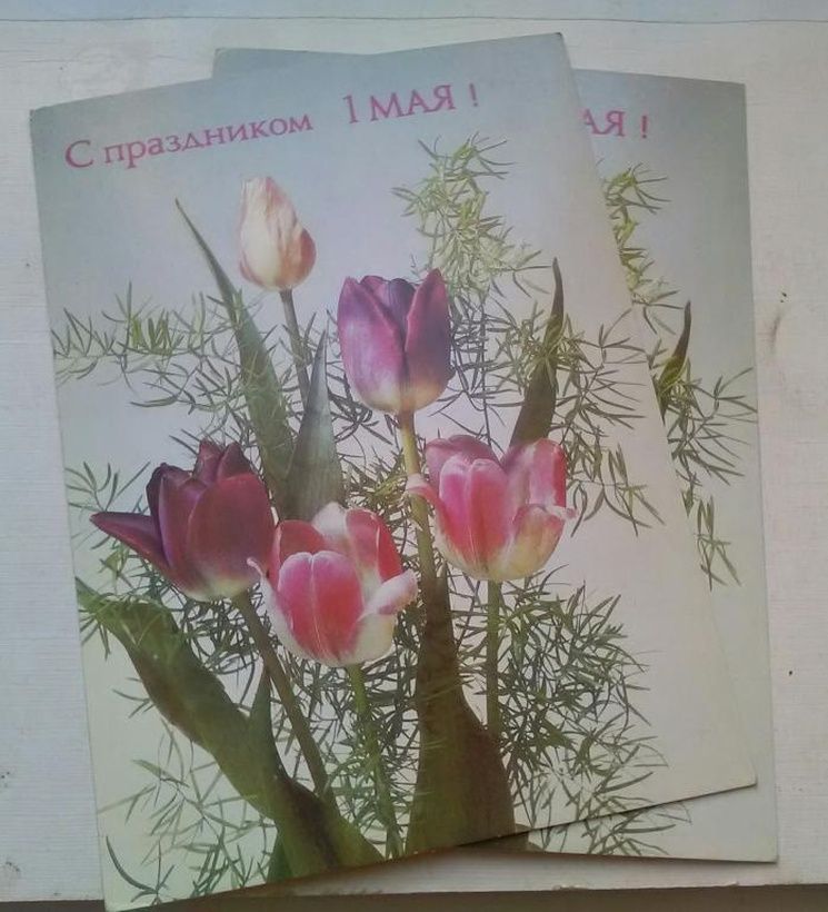 Postcard USSR 1988. With the holiday of May 1st... not signed.