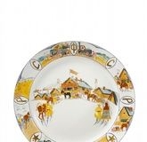 Фарфоровая  тарелка, украшенная изображением крестьян, доставляющих муку