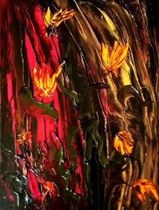 Yellow-red mood, oil on canvas.