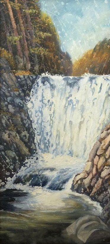 Waterfall, oil on canvas