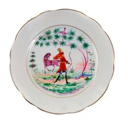 Ранняя советская фарфоровая тарелка Дулево с сказкой, 1932 год