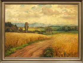 Шонав при Хайдельберге: южногерманский летний пейзаж с золотисто-желтым зерновым полем