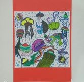 "Медузы" цветные маркеры,черная ручка, акварельный лист