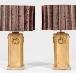 Пара французских позолоченных деревянных настольных ламп