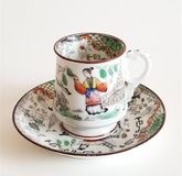 Императорская русская фарфоровая чашка с блюдцем 19-го века от Кузнецовской мануфактуры