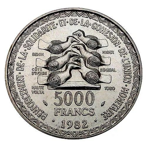 5000 франков 1982, 20 лет валютному союзу [Западная Африка (BCEAO)]