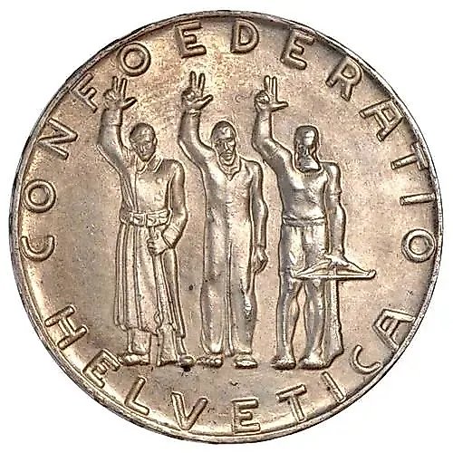 5 Francs 1941, 650th Anniversary of the Swiss Confederation [Switzerland]