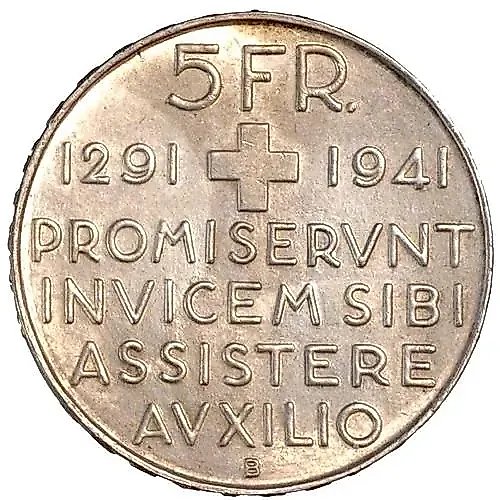 5 Francs 1941, 650th Anniversary of the Swiss Confederation [Switzerland]