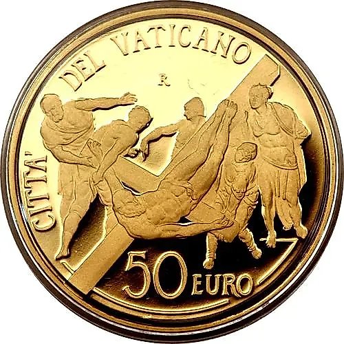 50 евро 2011, фреска «Распятие Святого Петра» [Ватикан] Proof