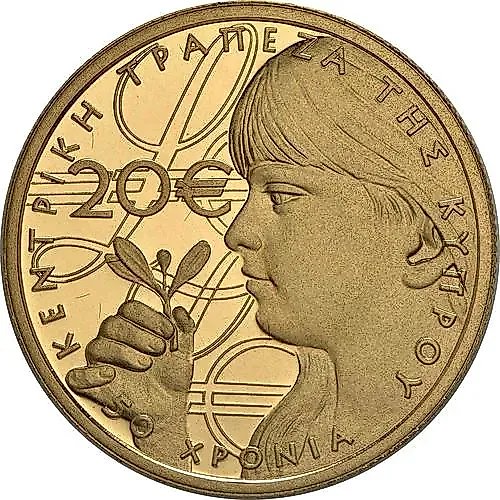 20 евро 2013, 50 лет банку а [Кипр] Proof