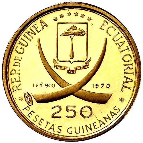 250 Pesetas 1970, Francisco Goya "The Naked Maja" [Equatorial Guinea]