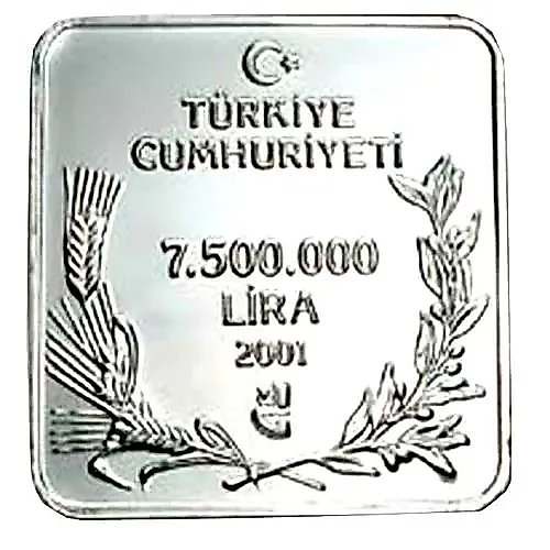 7,500,000 Lira 2001, Birds - Eurasian Scops Owl (Otus scops) [Turkey]