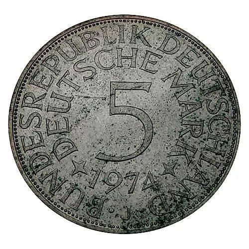 5 марок 1974, J, знак монетного двора: "J" - Гамбург [Германия / ФРГ]