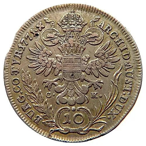 10 Kreuzer 1770-1780, Maria Theresa - Hall in Tirol [Austria]