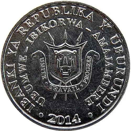 5 Francs 2014, Southern Ground Hornbill [Burundi]