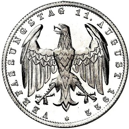 3 Marks 1922, G, 3rd Anniversary of the Weimar Constitution [Germany]