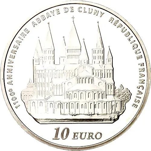 10 евро 2010, 1100 лет Аббатству Клюни [Франция]