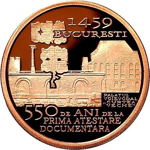 1 Leu 2009, 550 Years Since the First Mention of Bucharest During the Reign of Vlad the Impaler [Romania]
