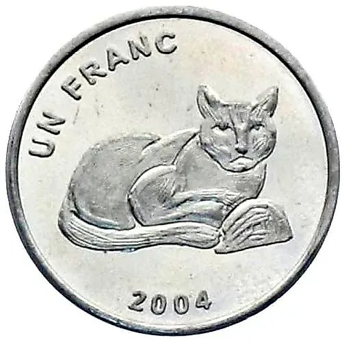 1 франк 2004, кошка [Демократическая Республика Конго]