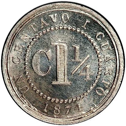 1¼ сентаво 1874 [Колумбия]