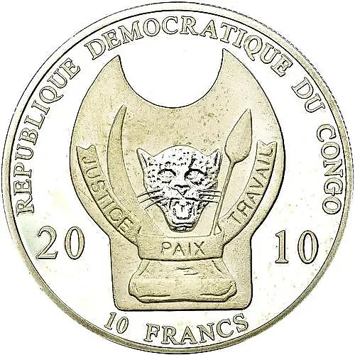 10 Francs 2010, Warriors of the World - Zulu [Democratic Republic of the Congo]