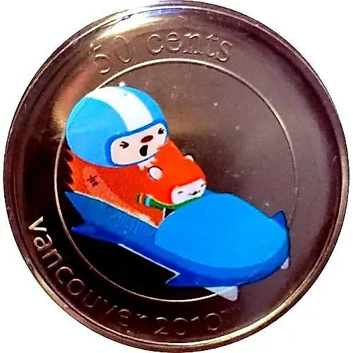 50 Cents 2010, XXI Winter Olympic Games, Vancouver 2010 - Miga and Quatchi, Bobsleigh [Canada]