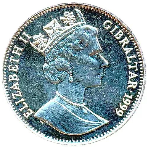 1 крона 1999, Жизнь Королевы-матери - Королевская свадьба 1923, Мельхиор (медь-никель) [Гибралтар]