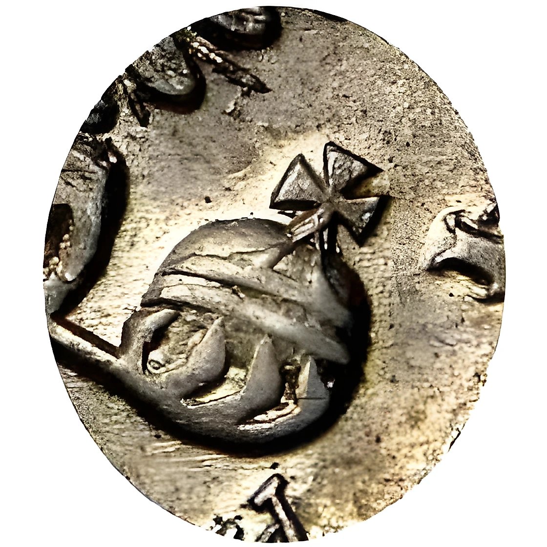 1 рубль 1732, крест державы простой