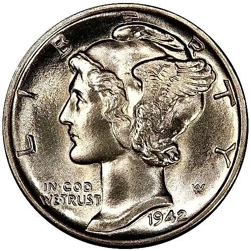 10 центов 1942, без обозначения монетного двора [США]