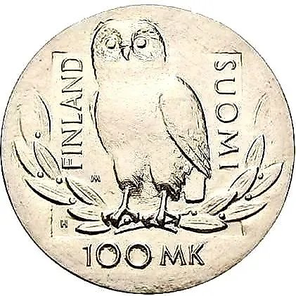 100 марок 1990, H-M, арфа [Финляндия]