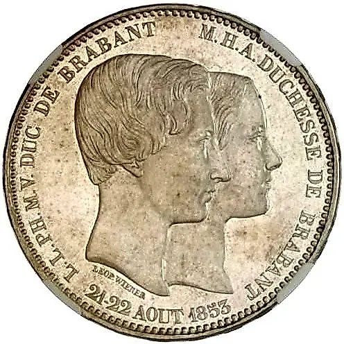 5 франков 1853, свадьба Брабантских [Бельгия]