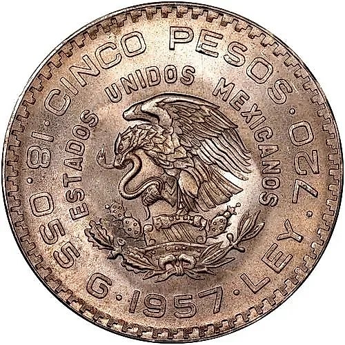 5 Pesos 1957, 100th Anniversary of the Mexican Constitution [Mexico]
