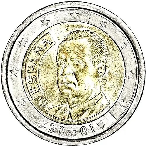 2 евро 2001, M, регулярный чекан Испании [Испания]