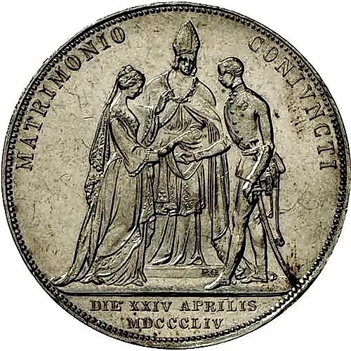 2 гульдена - 2 флорина 1854, свадьба Франца-Иосифа и Елизаветы Баварской [Австрия]