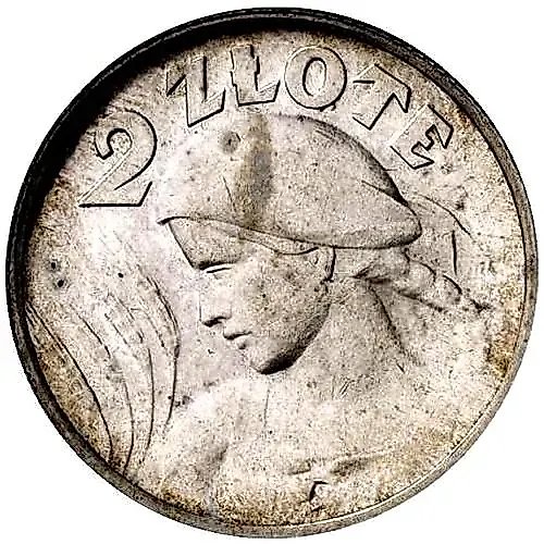 2 злотых 1924, H, знак монетного двора: "H" - Бирмингем. [Польша]