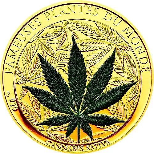 100 франков 2010, Конопля посевная (Cannabis sativa) (золото) [Бенин]