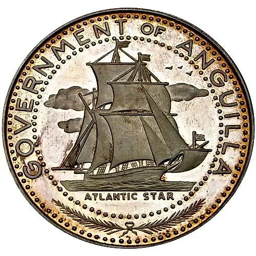 4 доллара 1969, парусник "Атлантическая звезда" [Ангилья] Proof