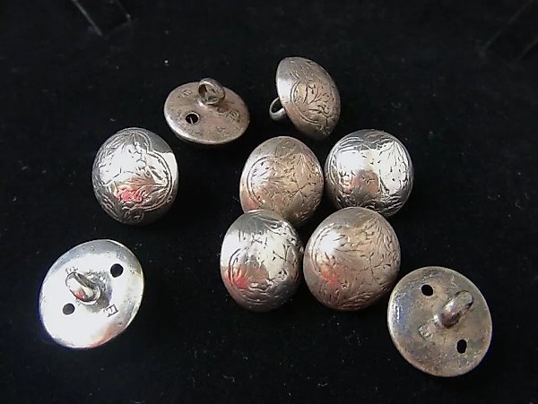 1920s Silver buttons, 9 pieces!