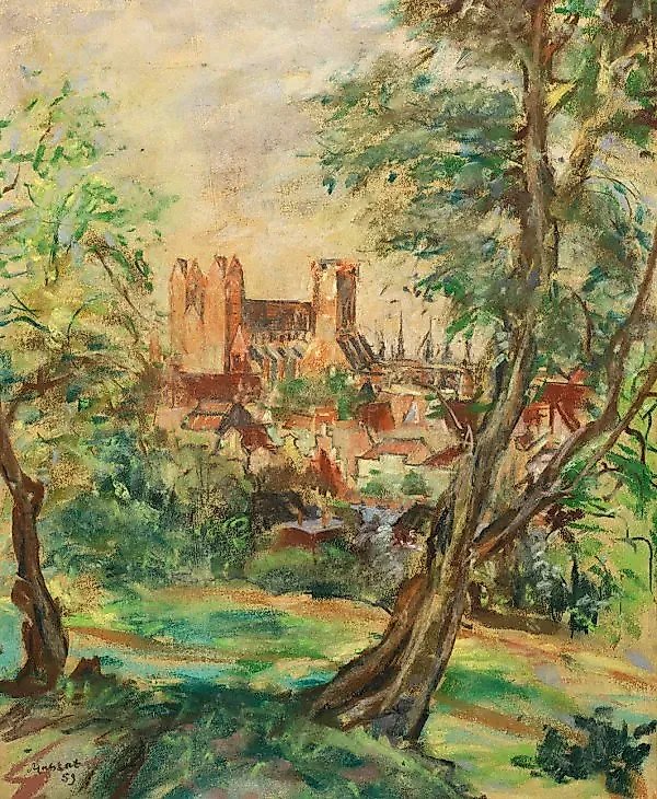 "Beautiful View" - a late Impressionist urban landscape depiction by Malskat, who received his artistic education at the Academy of Arts in Königsberg.