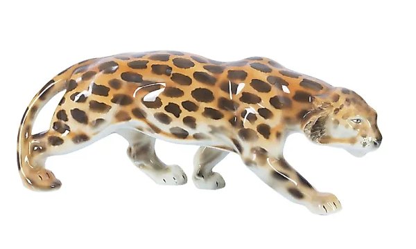Faience figurine "Leopard" from the Kuznetsov Porcelain Factory