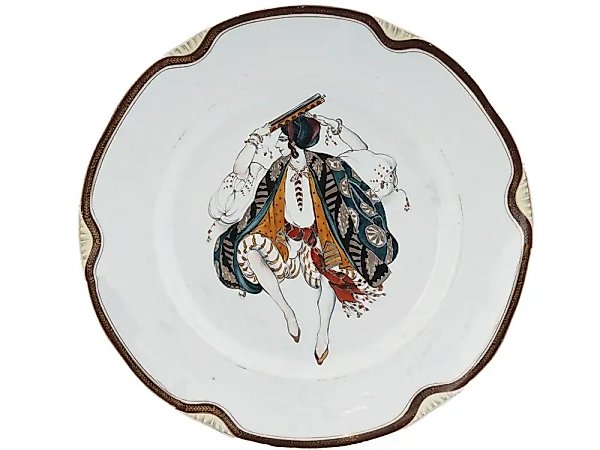 Kuznetsov porcelain plate with a ballet "Cleopatra" costume in the Bakst style