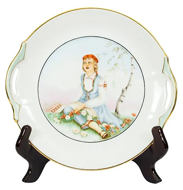 Porcelain plate "Girl in National Costume" with hand painting and gilding