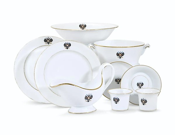 Porcelain tableware from the coronation service of Alexander III