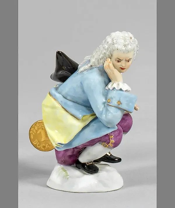 Satirical porcelain figurine "Ducat Workshop".
