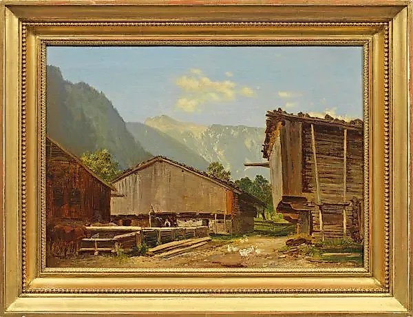 Jever - 1934 Vienna: a farmhouse under a pale blue sky with light clouds