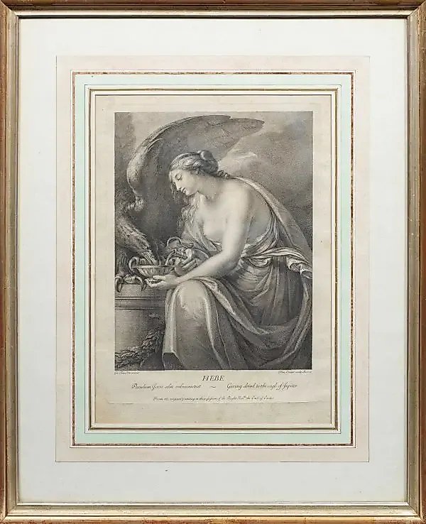 "Copper engraving by Domenico Cunego: original depiction of the goddess Hebe after 'Hebe' in Rome"
