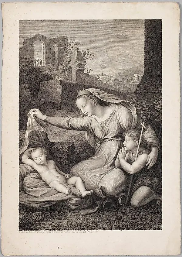 "Copper engraving by Filippo Scheri, 1805, after a painting by Raphael, engraving by François-Robert Ingouf"
