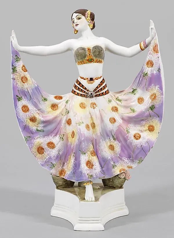 Large figurine depicting the famous female dancer Ruth St. Denis