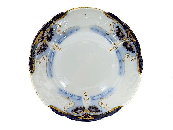 Antique set of 6 Russian porcelain dinner plates by Kuznetsov