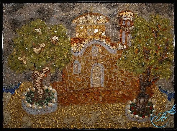Blessing of the heavens. Church of St. Elijah. Protaras. Cyprus Glass mosaic